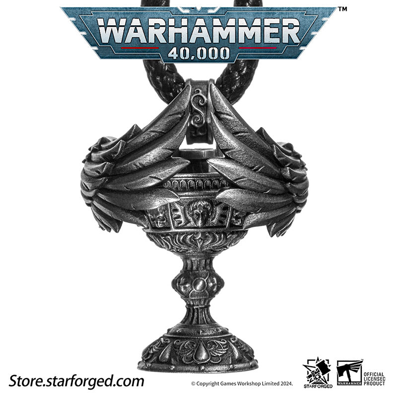 Starforged Warhammer 40K Blood Angel Red Grail Sanguinius Pendant Men's Silver Necklace Jewelry Peripherals